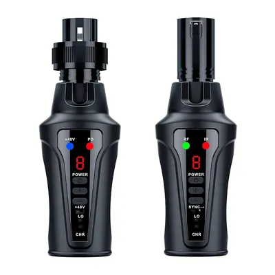 UHF Wireless Microphone Adapter, XLR Transmitter and Receiver with 48V Phantom Power for Condenser or Dynamic Mic Acemic TR20SET