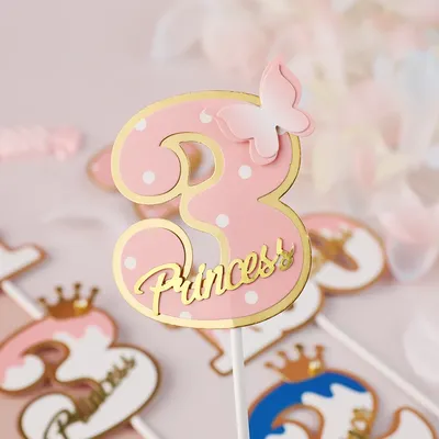 Baking Cake Topper Number Crown Flags Kids Birthday Party Baby Shower Number One Year Old Decoration