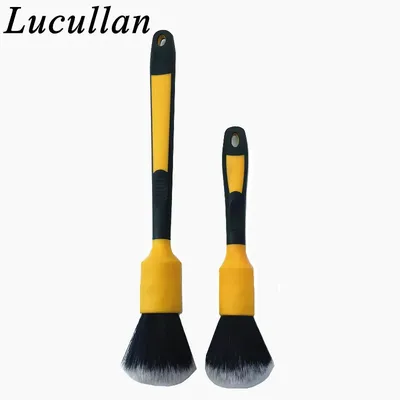 Lucullan Soft Like Silk Synthetic Hair Interior Cleaning Tools 28CM Yellow Rubber Handle Car