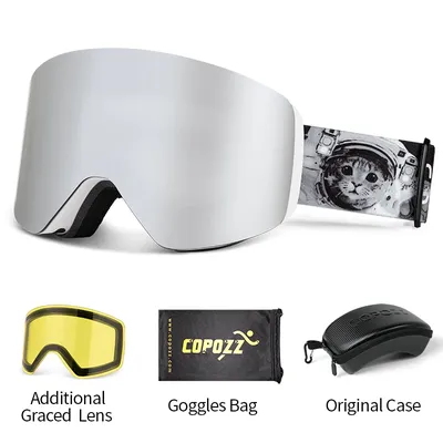 COPOZZ Winter Professional Men Women Ski Goggles Set Magnetic Quick-Change Double Layers Anti-Fog