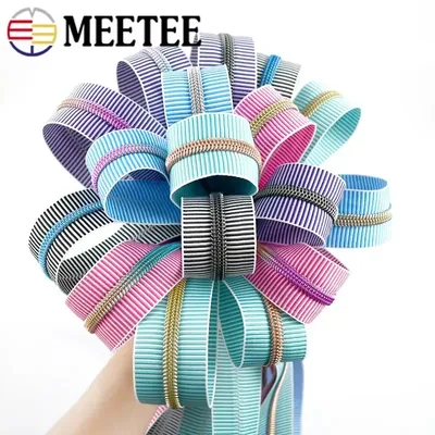 1/2/3/4M 5# Stripe Zippers for Sewing Bag Shoes Nylon Zipper Tapes Pencilcase Plastic Zips By Meter