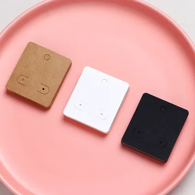 50PCS 4.2X4.8CM White Brown Black Blank Hanging Cards For Earrings Jewelry Display Cardboard Small