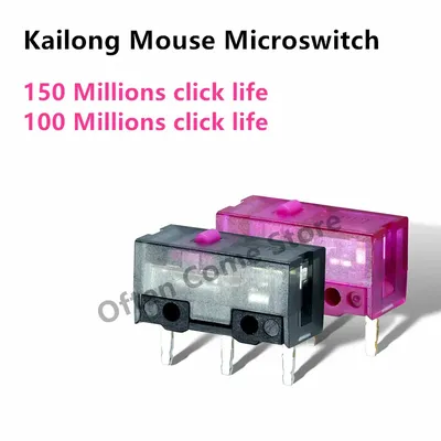 1Pcs KaiLong Mouse Micro Switch Purple Gold Pink Dot 150 Millions Click Lifetime Black Transparent 100Millions Click Lifetime