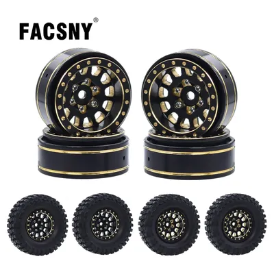 4PCS Brass 1.0 Inch Plus Beadlock Wheel Hub Rims for RC Crawler Car Axial 1/24 SCX24 FCX24 1/18
