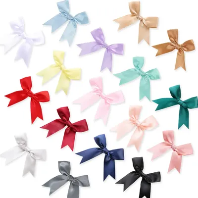 50PCS 85*85mm Satin Ribbon Bows Decoration For Craft Gift Flower Headwear Clothing DIY Wedding