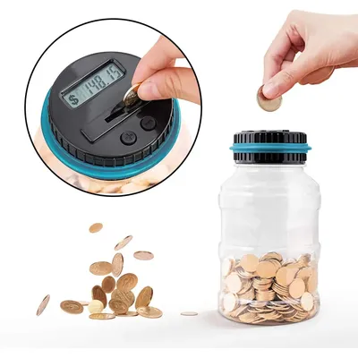 Smart Counting Piggy bank Adult piggy bank LCD displays the amount of money transparent jar as you