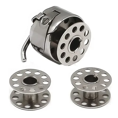 1 Pcs Bobbin Case + 2 Pcs Metal Bobbins for for Brother Janome Singer Household Sewing Machine