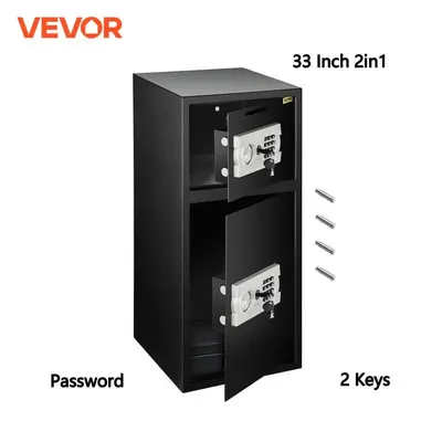 VEVOR 33" Double Door Safe Deposit Box Secret Hidden Piggy Bank Steel Separate Storage Space