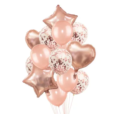Rose Gold Confetti Baloons Foil Champagne Star Balloon Wedding Latex Ballon globos BabyShower Birthday Party Decoration Supplies