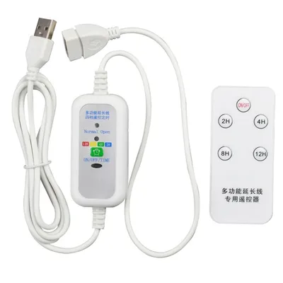 1.5m 5V Remote 2/4/8/12 Hours Timing ON OFF Switch USB Extension Power Cable for USB Fan USB Lamp