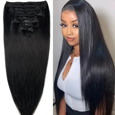 120G 8Pcs/Sets Clip In Hair Extensions Human Hair 10 to 26 Inch Brazilian Remy Straight Hair Natural