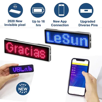 Fully New Bluetooth LED Name Badge DIY Programmable Scrolling Message Board Mini LED Display HD Text