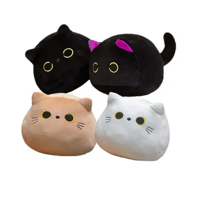 Cuddly Kitten Plushie Toy Soft Round Animal Balls Lovely Doll Stuffed Cat Pillows For Kids Birthday