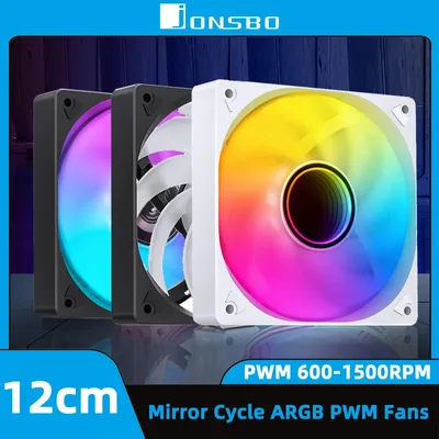 Jonsbo SL 12cm PC Computer Case Fan 5V 3PIN ARGB Mirror Light Effect CPU Cooling Fan 4PIN PWM 120mm