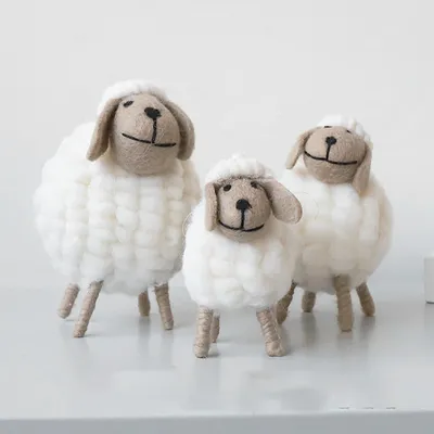 Festival Lamb Birthday Wool Felt Sheep Party Supplies Kid Gift Mini Table Ornament Figurines Desktop