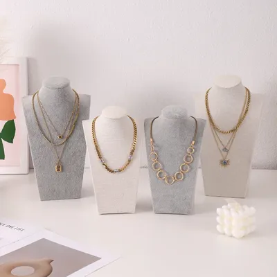Mannequin Linen Velvet Necklace Pendant Chain Jewelry Bust Neck Display Stand Holder Mannequin Necklace Pendant Window Display