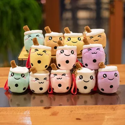Cute Milk Tea Plush Doll Toys Pendant Bag Accessories Keychain Pendant Bag Car Pendant Children's Gifts