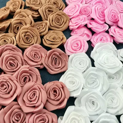 (30Pcs/pack) 40mm Mini High Quality Satin Rosette For Wedding Party Clothing Decoration Handmade DIY Ribbon Crafts Supplies