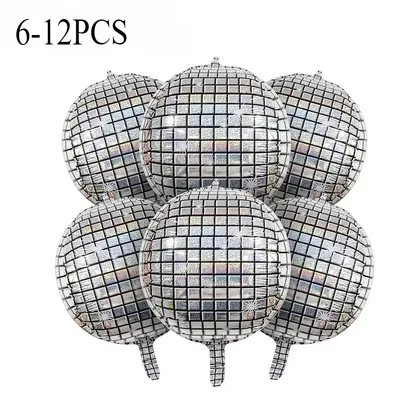 6-12pcs 22 Inches Silver Birthday Disco Party Ball Foil Ballon Set Happy Birthday Party Decoration