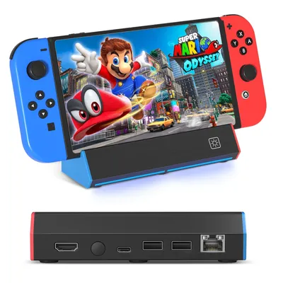 TV Docking Station for Nintendo Switch/Switch OLED,Charging Dock Station Base with LAN PORT/4K HDMI