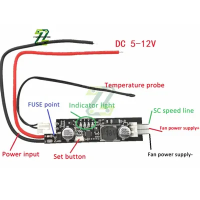 2-3 Wire DC 5V 12V PWM Fan Temperature Controller Governor Speed Controller Switch Temperature