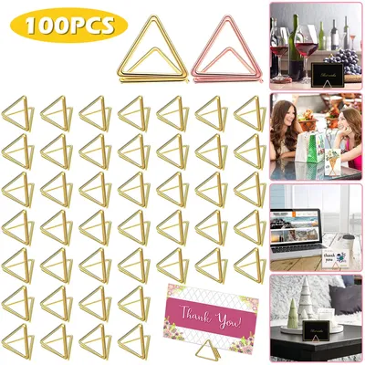 100Pcs Table Card Holder Triangle Shape Card Stand Clip Number Holder Table Decoration for Wedding