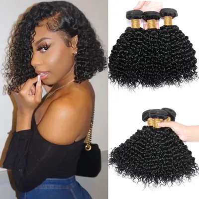 Short Afro Kinky Curly Hair 3 Bundles Deal Raw Indian Hair 100% Virgin Tissage Human Hair Weave