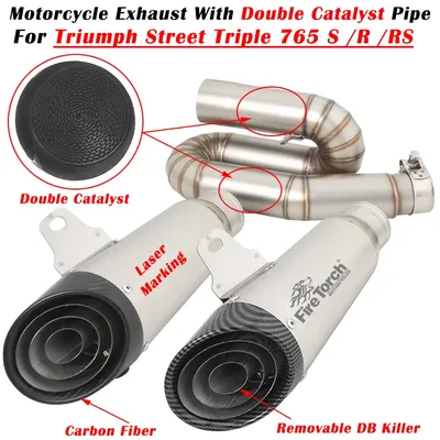 For Triumph Street Triple 765 S R RS 2017 - 2022 Moto Exhaust Escape Modify Project Carbon Fiber