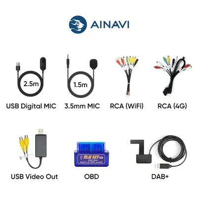 Ainavi Accessory For Car Radio Multimedia USB Digital MIC 3.5mm External Microphone Wifi 4G RCA