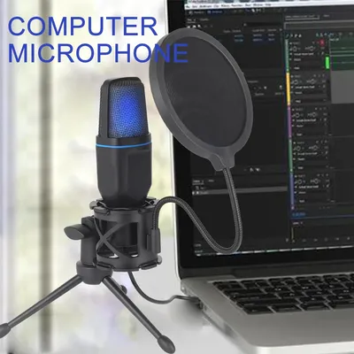 USB Microphone RGB Microfone Condensador Wire Gaming Mic for Podcast Recording Studio Streaming
