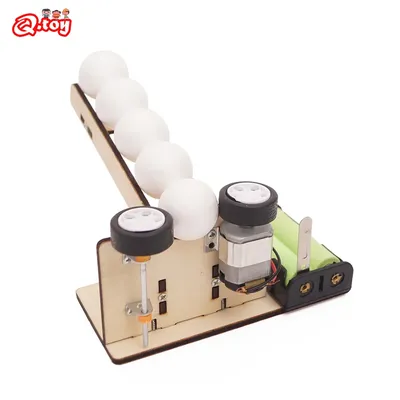 DIY Wooden Puzzle Pitching Machine STEM Toys Technologia Science Experimental Tool Kit Learning Education Games for Kids