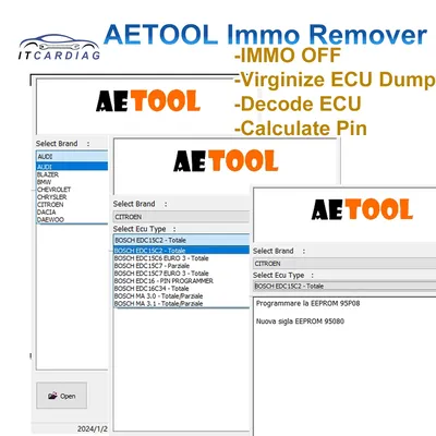 AETOOL IMMO REMOVER V1.3 AETOOL Immo Eeprom Off Software Virginize ECU Dump Decode ECU Calculate PIN