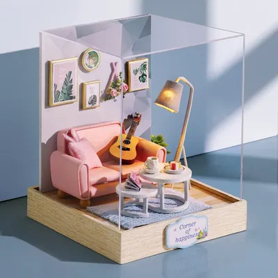 Kids Wooden Miniature Dollhouses Kit Gift Toys Roombox Doll House Furniture Box Theatre Toy For