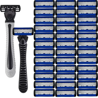 6-Layer Razor Head Manual Shaver , Stainless Steel Classic Double Edge Blade Razor Safety Shaving