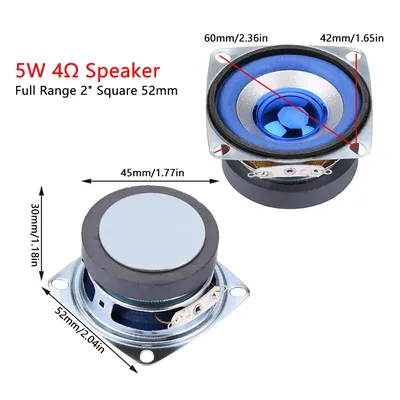 2-inch 5W 4ohm blue full-frequency speaker 52mm square 5W 4 ohm small speaker speaker