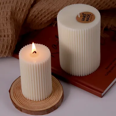 Striped Cylindrical Candle Silicone Mold Handmade Scented Candle Making Wax Mould DIY Crystal Epoxy