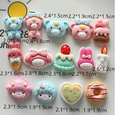 100 Kawaii Cartoon Cookies Animal Cake Candle Flatback Resin Cabochon Scrapbooking For Hair Bow
