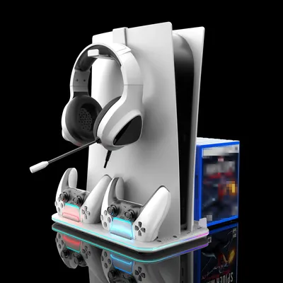 RGB Light and 3 Levels Turbo Cooling Station with Controller Charging Station for PS5/SLIM