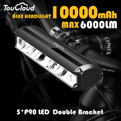 10000mAh Bicycle Light 5P90 LED Front Double Bracket Power Bank MTB Mountain Bicycle Lamp Bike