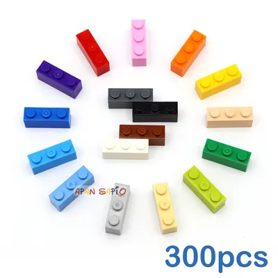 300pcs Thick 1x3 Dot DIY Building Blocks Figures Bricks Educational Creative Size Compatible With