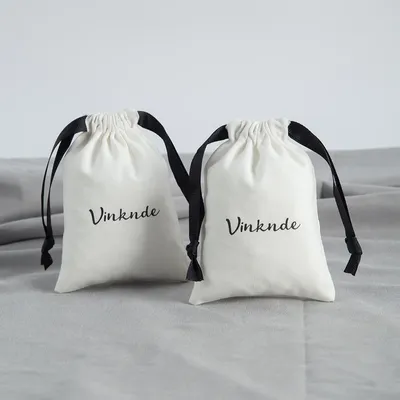 Custom Logo Cotton Jewelry Bag Luxury Eco Friendly Denim Cotton Drawstring Jewelry Small Gift