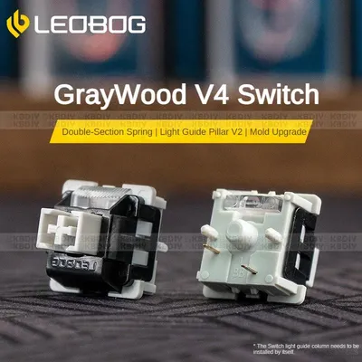 LEOBOG GrayWood V4 V3 Switch Linear POM HIFI Switches for Custom Mechanical Keyboard KIT 3/5Pin DIY
