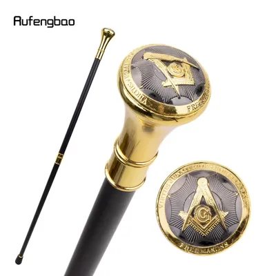 Golden Freemasonry Freemasons VG Totem Relief Walking Cane Fashion Walking Stick Gentleman Crosier