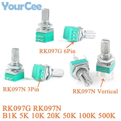 5pcs RK097N Vertical Single Audio Amplifier Seal Potentiometer RK097G B1K 5K 10K 20K 50K 100K 500K