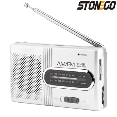 STONEGO Multipurpose Portable AM/FM Mini Radio Universal Stereo Speakers Receiver Music Player (Battery Not Included)