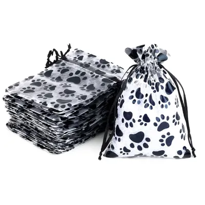 10/25pcs/lot Organza Gift Bag Black Cat Claw Jewelry Bag Gifts Pouches For Wedding Party Candy Bag