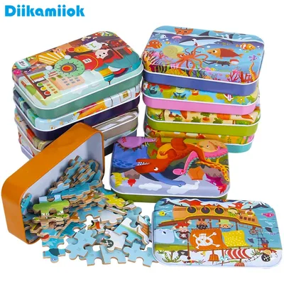 60 Pieces Jigsaw Puzzle Cartoon Animal Vehicle Montessori Games Children Educational Toys for Kids