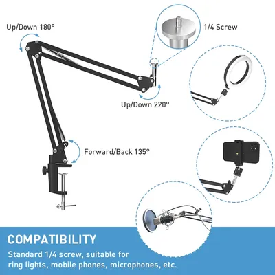 Cjsm-49D Holder Flexible Goose Neck Type Stand 360° Rotation Long Arm Desk Bracket Mobile Clamp For