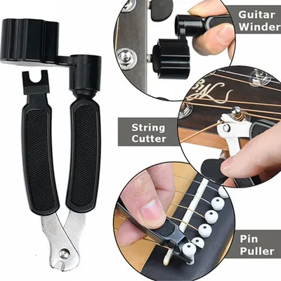 Acoustic Guitar String Winder Bridge Remover Pin Puller String Cutter Multifunctional Guitar Tuning