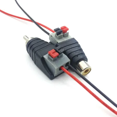 2Pcs/Lot RCA Audio Speaker Connector RCA Male Plug Female Jack Wire Solder-free Press-on Spring